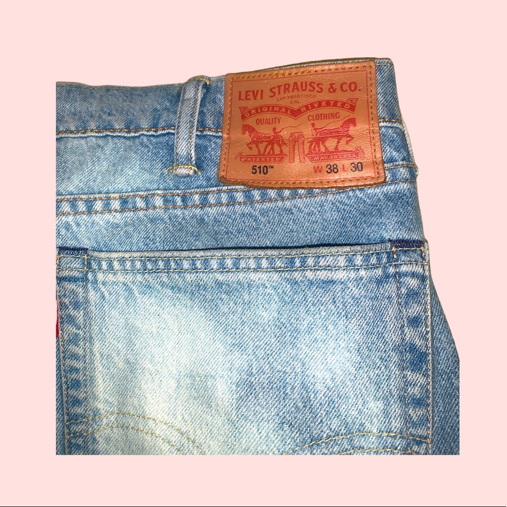 Customized Levi’s 510 Blue Denim Jeans Sz 38 (fits Women Sz 22 or XXL) - Picture 5 of 6